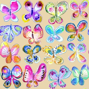 Rainbow Watercolor Butterflies // Biscuit (Large Scale) 