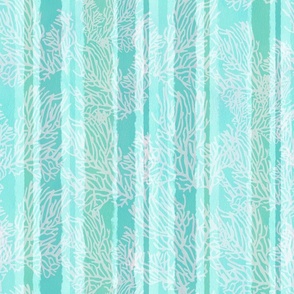 Teal Stripes with a Coastal Coral pattern (medium)