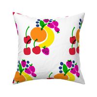 Fruit Bowl Mini Mixed Banana, Strawberry, Blueberry, Cherry And Tropical Orange On White Bright Colorful Retro Modern Scandi Kitchen Fruit Foodie Wallpaper Style Design