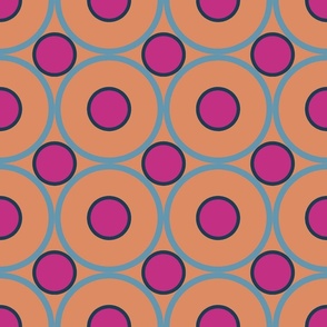 Pink blue and orange geometric circle pattern