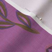 Fun Floral stripe Purple - dark violet - folk art flowers