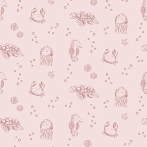 Deep Sea Darlings Pink Tonal 