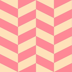 Soft-pastel-kitschy-retro-pink-and-vintage-1960s-beige-white-chevron-zigzag-XL-jumbo