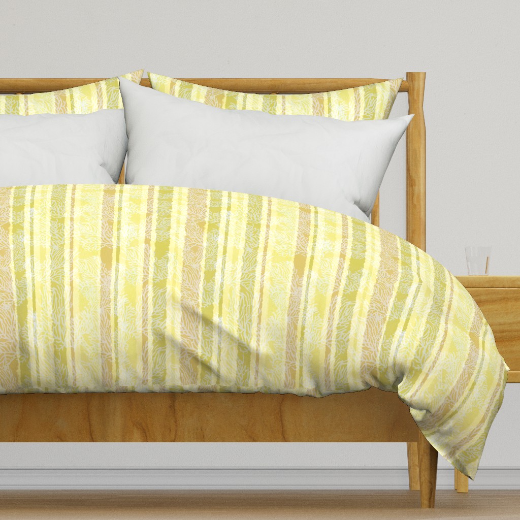 Sunny, Yellow Stripes with a Coastal Coral pattern (medium)