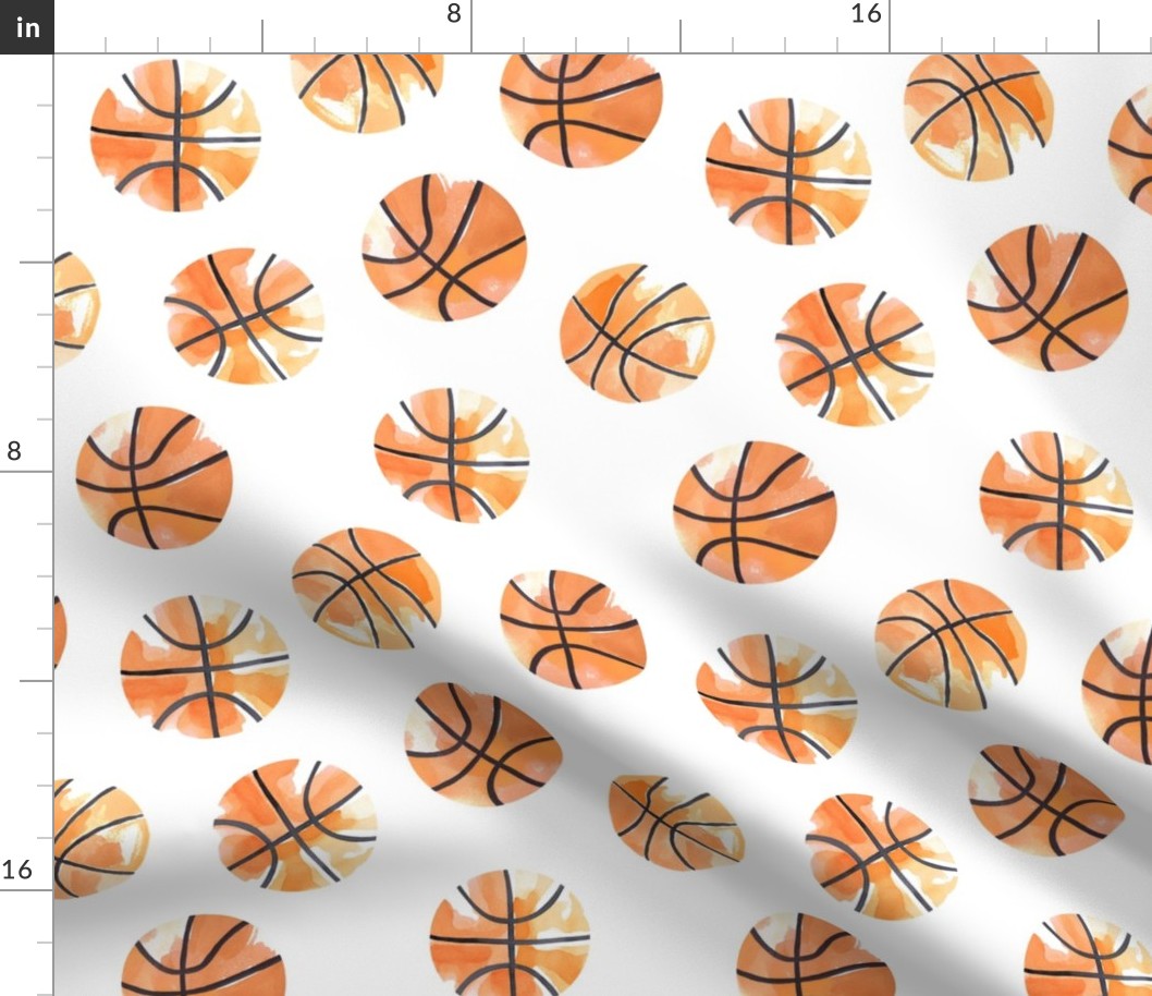 Watercolor Basketballs on White