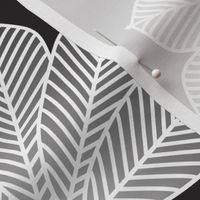 Art deco palm tree - White on black - Medium scale