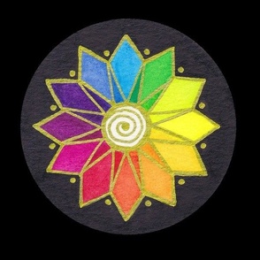 Reflecting Color Wheel Flowers With Golden Spiral Centers (12 inch size)