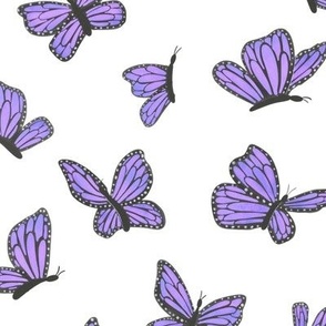 Purple Butterflies on White