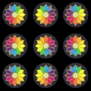 Reflecting Color Wheel Flowers With Golden Spiral Centers (6 inch size)