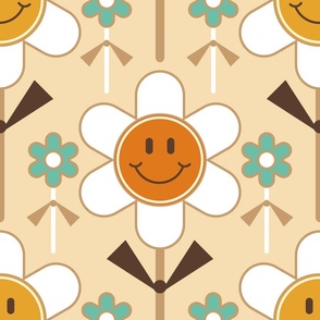 Retro Smiley Face Daisy Cookie Pops / Hippie / 60s 70s / Orange Sand / Food Dessert / Baking / Large