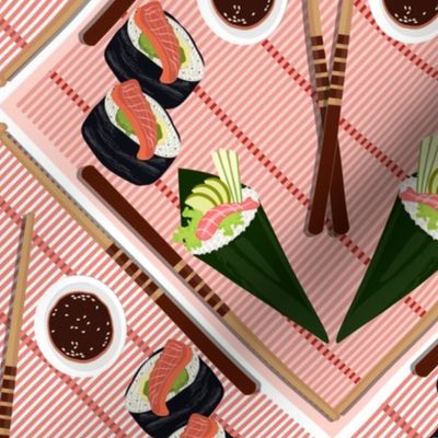 (M) Sushi Love Japanese food-12" Pink