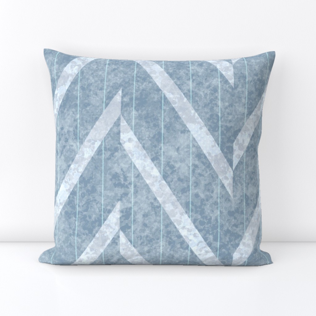 Boho Modern Striped Herringbone in Coastal  Serenity Blue