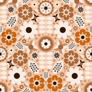 Geometric floral - Spring - Brown monochrome