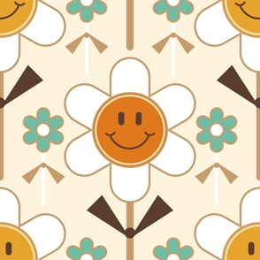 Retro Smiley Face Daisy Cookie Pops / Orange Vanilla / Food Dessert / Large
