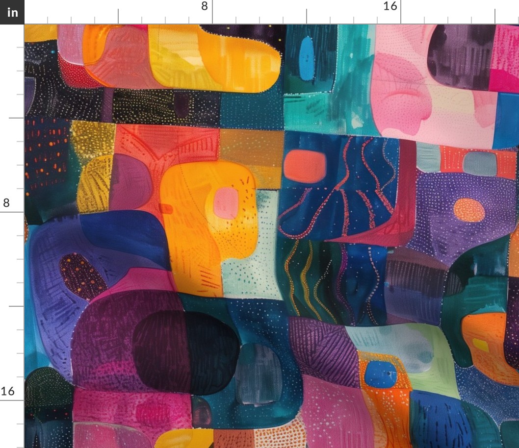 Jumbo Mosaic Vibrance Abstract Art Fabric