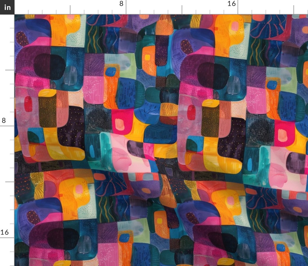 Mosaic Vibrance Abstract Art Fabric