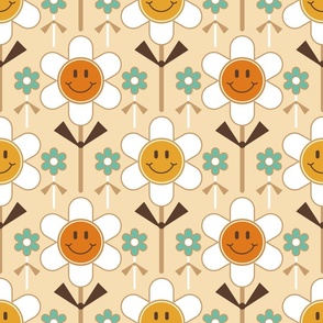 Retro Smiley Face Daisy Cookie Pops / Orange Sand / Food Dessert / Medium