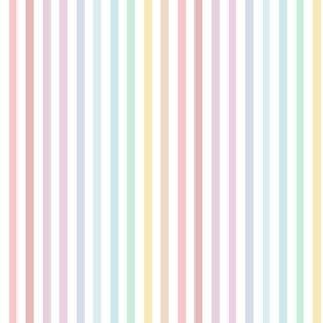 Ditsy Rainbow Stripes / Pastel White 