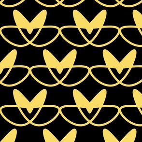 abstract yellow and black hearts with wing shapes