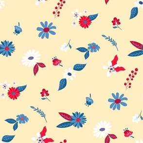 Red, white and blue floral  (ivory bkg)- 4th of July