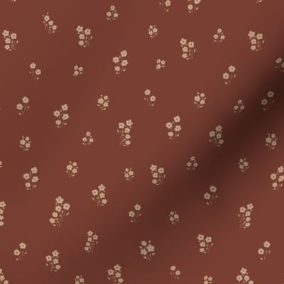 small sprig florals simple rust red soft cranberry and cream fall autumn little flowers simple ditzy scatered floral