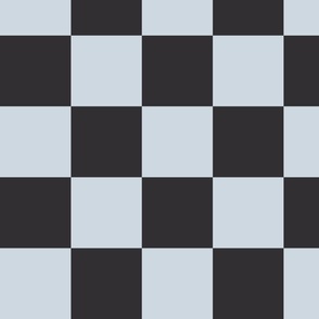 4” Jumbo Checkers, Powder Blue and Charcoal