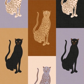 Graceful Animals - Big Cats in Miami Sunset Color Palette / Large
