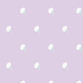 Delicate Floral Buds - White on Purple