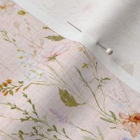 Vintage Floral Fields and Weeds / Blush Pink