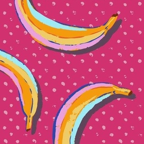 L - Bananas - Yellow, Orange, Pink, Magenta Background