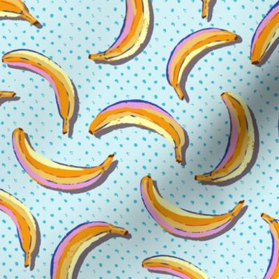M - Bananas - Yellow, Orange, Pink, Blue Background