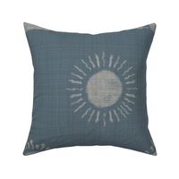 Ikat Modern Boho Celestial Sun in Coastal Cottage Sapphire Blue