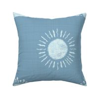 Ikat Modern Boho Celestial Sun in Coastal Cottage Blue
