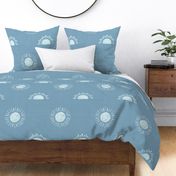 Ikat Modern Boho Celestial Sun in Coastal Cottage Blue