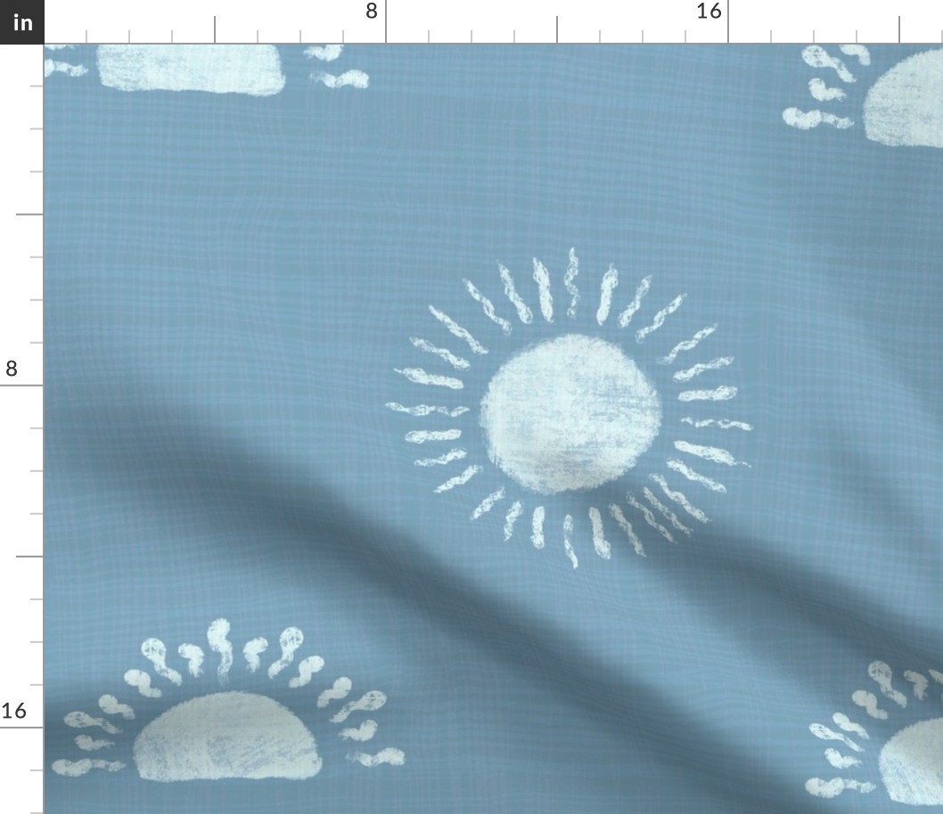 Ikat Modern Boho Celestial Sun in Coastal Cottage Blue