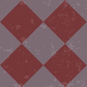 Diagonal Checkerboard With Texture in Red and Purple - Medium