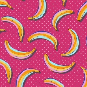 M - Bananas - Yellow, Orange, Pink, Magenta Background