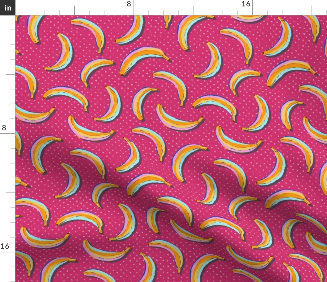 M - Bananas - Yellow, Orange, Pink, Magenta Background