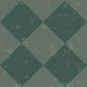 Diagonal Checkerboard with Texture in Dark Green and Green - Medium