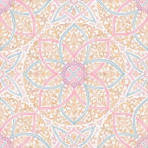 Bohemian watercolour Mandala pattern. Light small version.