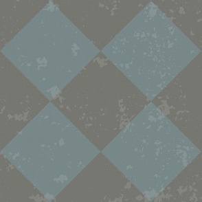 Diagonal Checkerboard with Texture in Dark Grey and Brown - Medium