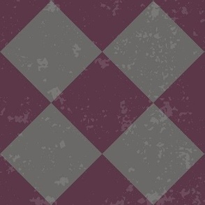 Diagonal Checkerboard with Texture in Dark Grey and Dark Purple - Medium