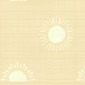 Ikat Modern Boho  Celestial Sun in Coastal cottage wheat yellow