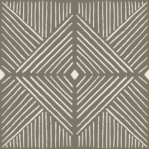 Minimal cream geometric tiles on olive green - large