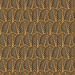 Waving Art deco palms gold and black - Small scale