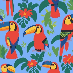 Bright Toucans on Blue