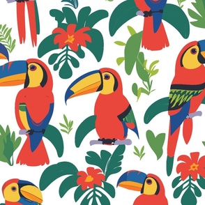 Bright Toucans on White