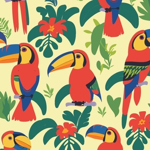 Bright Toucans on Yellow