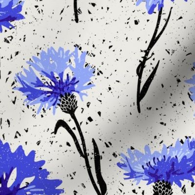 (L) cornflowers black and white with blue