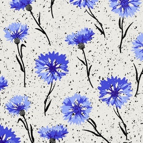 (L) cornflowers black and white with blue